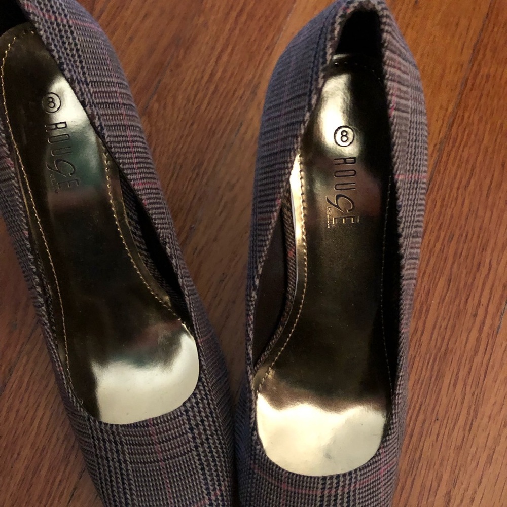 Rouge Helium Plaid Heels - Black and Pink